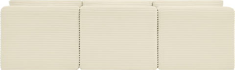 Faye 93" Cream Corduroy Performance Fabric Upholstered Armless Sofa, 3-Piece