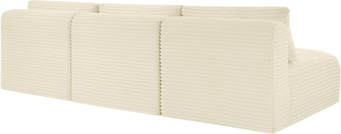 Faye 93" Cream Corduroy Performance Fabric Upholstered Armless Sofa, 3-Piece