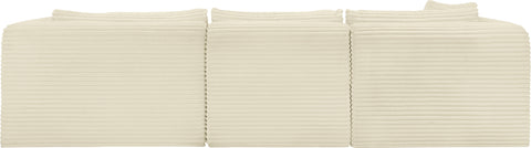 Faye 114" Cream Corduroy Performance Fabric Upholstered Sectional, 3-Piece