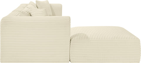 Faye 109" Cream Corduroy Performance Fabric Upholstered Sectional, 4-Piece