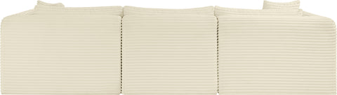 Faye 109" Cream Corduroy Performance Fabric Upholstered Sectional, 4-Piece