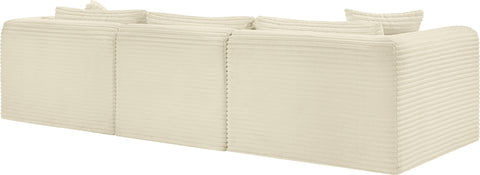 Faye 109" Cream Corduroy Performance Fabric Upholstered Sectional, 4-Piece
