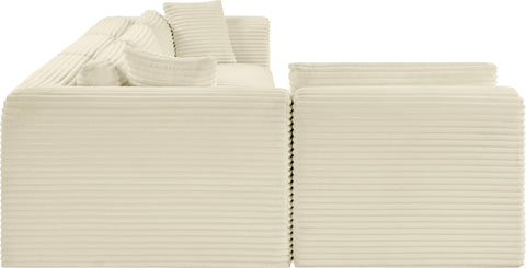 Faye 109" Cream Corduroy Performance Fabric Upholstered Sectional, 4-Piece (Style 2)