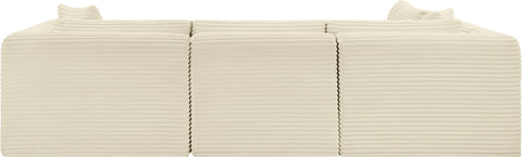 Faye 109" Cream Corduroy Performance Fabric Upholstered Sectional, 4-Piece (Style 2)