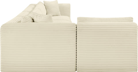 Faye 140" Cream Corduroy Performance Fabric Upholstered Sectional, 5-Piece (Style 2)