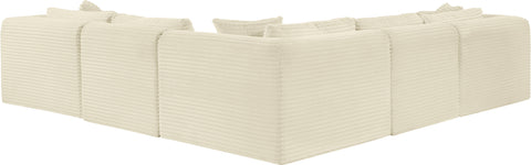 Faye 109" Cream Corduroy Performance Fabric Upholstered Sectional, 5-Piece
