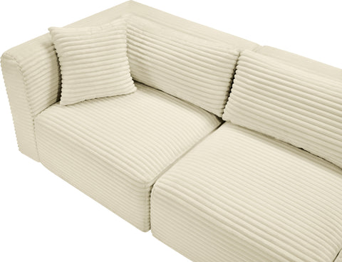 Faye 109" Cream Corduroy Performance Fabric Upholstered Sectional, 5-Piece