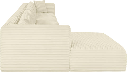 Faye 176" Cream Corduroy Performance Fabric Upholstered Sectional, 5-Piece