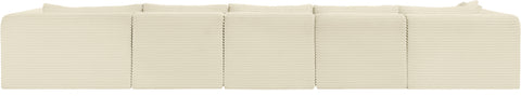 Faye 176" Cream Corduroy Performance Fabric Upholstered Sectional, 5-Piece