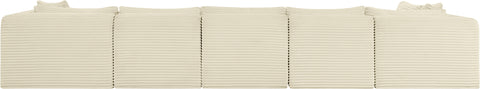 Faye 171" Cream Corduroy Performance Fabric Upholstered Sectional, 6-Piece