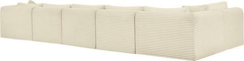 Faye 171" Cream Corduroy Performance Fabric Upholstered Sectional, 6-Piece