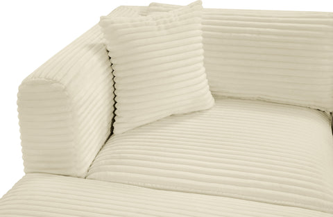 Faye 140" Cream Corduroy Performance Fabric Upholstered Sectional, 6-Piece (Style 3)