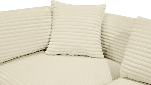 Faye 140" Cream Corduroy Performance Fabric Upholstered Sectional, 6-Piece (Style 3)