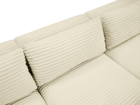Faye 140" Cream Corduroy Performance Fabric Upholstered Sectional, 6-Piece (Style 4)