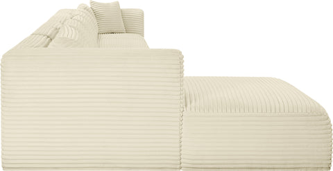 Faye 207" Cream Corduroy Performance Fabric Upholstered Sectional, 6-Piece