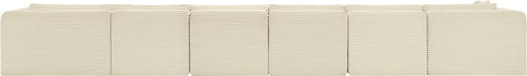Faye 207" Cream Corduroy Performance Fabric Upholstered Sectional, 6-Piece