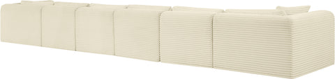 Faye 207" Cream Corduroy Performance Fabric Upholstered Sectional, 6-Piece