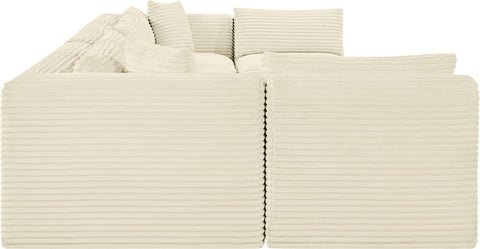 Faye 171" Cream Corduroy Performance Fabric Upholstered Sectional, 7-Piece