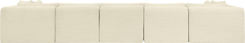 Faye 171" Cream Corduroy Performance Fabric Upholstered Sectional, 7-Piece