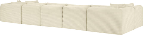 Faye 171" Cream Corduroy Performance Fabric Upholstered Sectional, 7-Piece