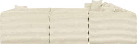 Faye 140" Cream Corduroy Performance Fabric Upholstered Sectional, 7-Piece