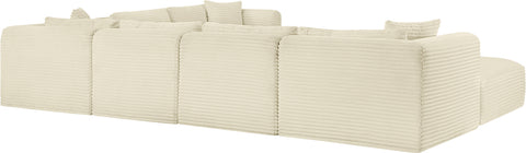 Faye 140" Cream Corduroy Performance Fabric Upholstered Sectional, 7-Piece