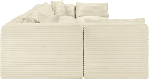 Faye 202" Cream Corduroy Performance Fabric Upholstered Sectional, 8-Piece