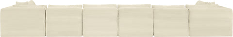 Faye 202" Cream Corduroy Performance Fabric Upholstered Sectional, 8-Piece