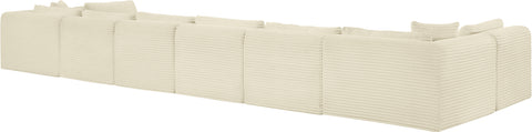Faye 202" Cream Corduroy Performance Fabric Upholstered Sectional, 8-Piece