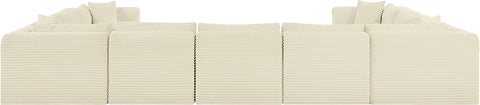 Faye 171" Cream Corduroy Performance Fabric Upholstered Sectional, 9-Piece
