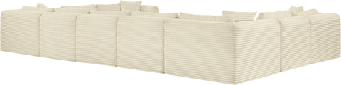 Faye 171" Cream Corduroy Performance Fabric Upholstered Sectional, 9-Piece