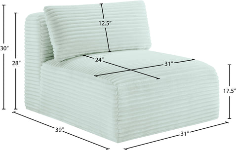 Faye Mint Corduroy Performance Fabric Upholstered Armless Chair, 1 Piece