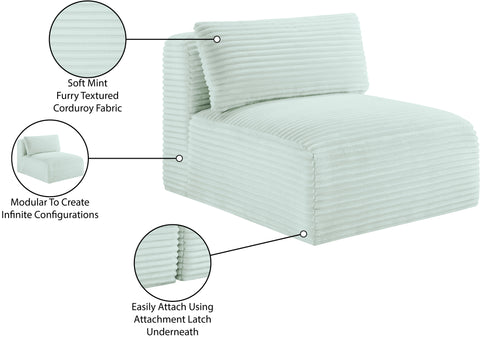 Faye Mint Corduroy Performance Fabric Upholstered Armless Chair, 1 Piece