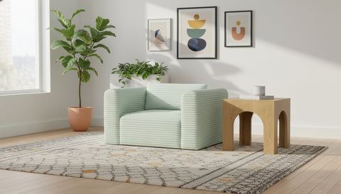 Faye Mint Corduroy Performance Fabric Upholstered Accent Chair, 1 Piece