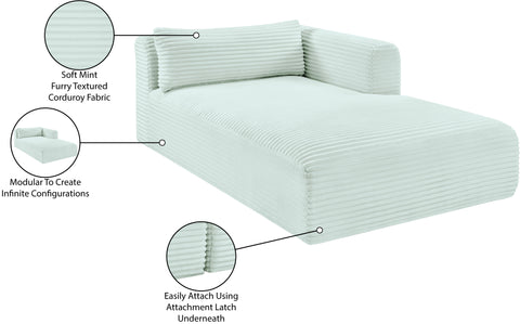 Faye Mint Corduroy Performance Fabric Upholstered Chaise Lounge, 1 Piece