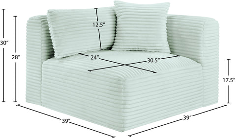 Faye Mint Corduroy Performance Fabric Upholstered Corner Chair, 1 Piece