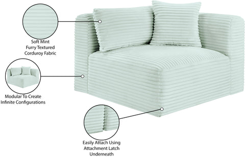 Faye Mint Corduroy Performance Fabric Upholstered Corner Chair, 1 Piece