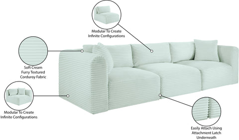 Faye 109" Mint Corduroy Performance Fabric Upholstered Sofa, 3-Piece