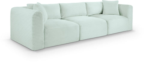 Faye 109" Mint Corduroy Performance Fabric Upholstered Sofa, 3-Piece