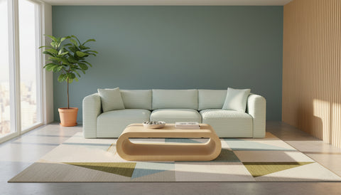 Faye 109" Mint Corduroy Performance Fabric Upholstered Sofa, 3-Piece