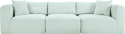 Faye 109" Mint Corduroy Performance Fabric Upholstered Sofa, 3-Piece
