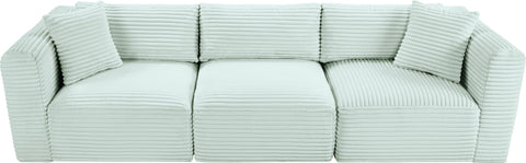 Faye 109" Mint Corduroy Performance Fabric Upholstered Sofa, 3-Piece