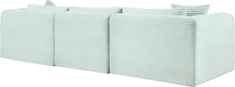 Faye 109" Mint Corduroy Performance Fabric Upholstered Sofa, 3-Piece