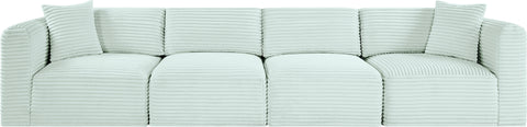 Faye 140" Mint Corduroy Performance Fabric Upholstered Sofa, 4-Piece