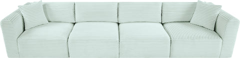 Faye 140" Mint Corduroy Performance Fabric Upholstered Sofa, 4-Piece