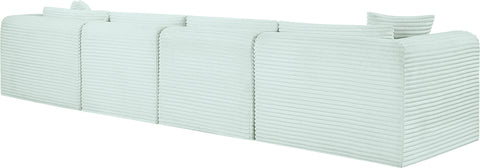 Faye 140" Mint Corduroy Performance Fabric Upholstered Sofa, 4-Piece
