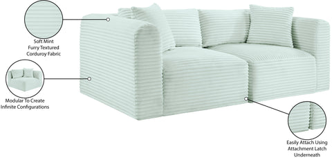 Faye 78" Mint Corduroy Performance Fabric Upholstered Sofa, 2-Piece