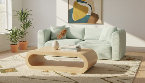 Faye 78" Mint Corduroy Performance Fabric Upholstered Sofa, 2-Piece