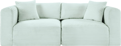 Faye 78" Mint Corduroy Performance Fabric Upholstered Sofa, 2-Piece