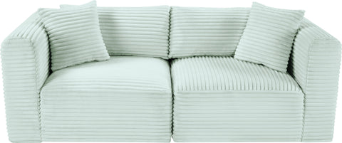 Faye 78" Mint Corduroy Performance Fabric Upholstered Sofa, 2-Piece